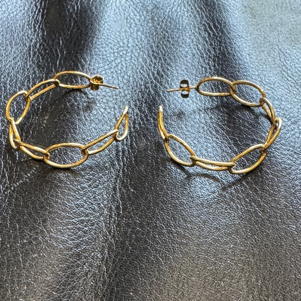 Gold Chain Link Hoop Earrings